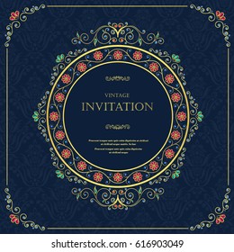 Wedding Or Invitation Card  Vintage Style  With  Crystals  Abstract Pattern Background  ,vector Element Eps10 Illustration,indian,islam,wedding,invitation