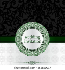 Wedding invitation or card . Vintage vector.
