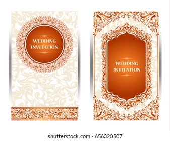 Wedding invitation or card . Vintage vector.