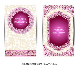 Wedding invitation or card . Vintage vector.