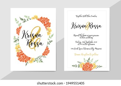 Wedding Invitation Card with Watercolor Floral Decoration