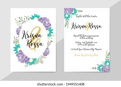 Wedding Invitation Card with Watercolor Floral Decoration