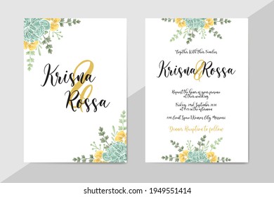 Wedding Invitation Card with Watercolor Floral Decoration