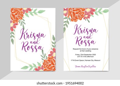 Wedding Invitation Card with Watercolor Floral Decoration