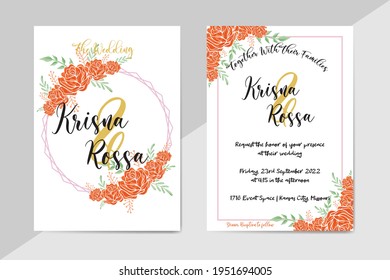 Wedding Invitation Card with Watercolor Floral Decoration