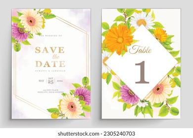 wedding invitation card with watercolor floral