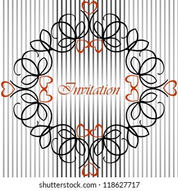 Wedding Invitation Card, White Background, Gray Bars, Vector Version
