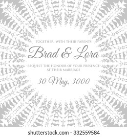 Wedding invitation Card with a white lace. Floral Background. Vector greeting card. 