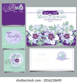 wedding invitation card with wild pion