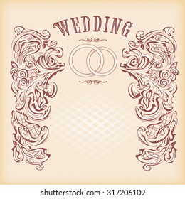 Wedding invitation cards with baroque elements.