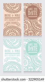 wedding invitation cards for boho style, vector illustration