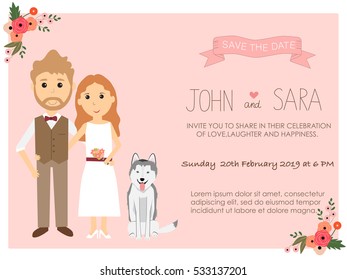 wedding invitation cards bride groom their stock vector royalty