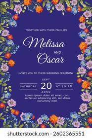 wedding invitation cards  with cute floral
