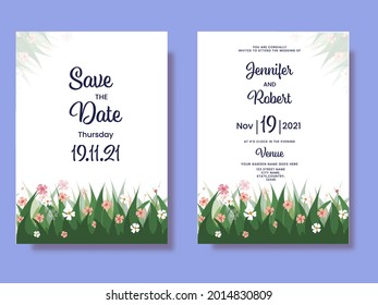 Wedding Invitation Cards Decorated With Floral In White Color.