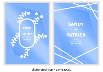Wedding invitation cards flat style with line design vector.