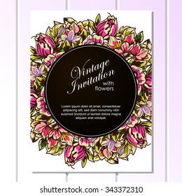 Wedding invitation cards with floral element