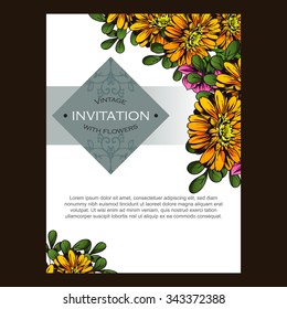 Wedding invitation cards with floral element