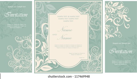 Wedding invitation cards with floral elements. svg