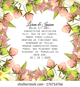 Wedding invitation cards with floral elements.