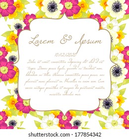 Wedding invitation cards with floral elements.