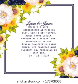 Wedding invitation cards with floral elements.
