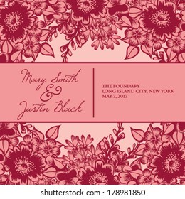 Wedding invitation cards with floral elements.