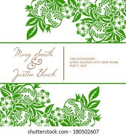 Wedding invitation cards with floral elements.