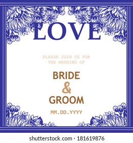 Wedding invitation cards with floral elements.