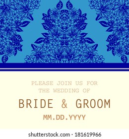 Wedding invitation cards with floral elements.