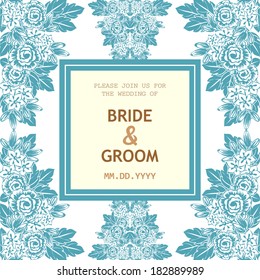 Wedding invitation cards with floral elements.