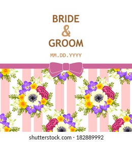 Wedding invitation cards with floral elements.