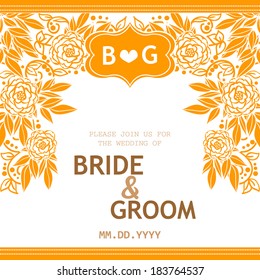 Wedding invitation cards with floral elements.