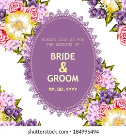 Wedding invitation cards with floral elements.