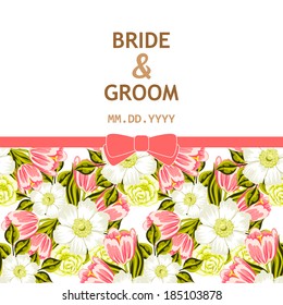 Wedding invitation cards with floral elements + seamless floral pattern