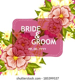 Wedding invitation cards with floral elements.