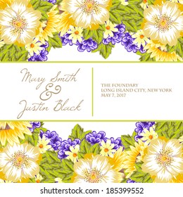 Wedding invitation cards with floral elements.
