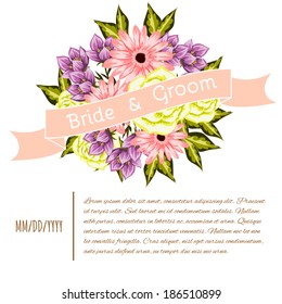 Wedding invitation cards with floral elements.