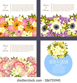 Wedding invitation cards with floral elements.