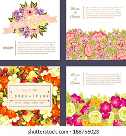 Wedding invitation cards with floral elements.