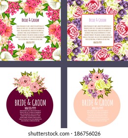 Wedding invitation cards with floral elements.