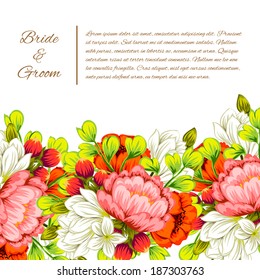 Wedding invitation cards with floral elements.