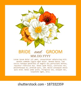 Wedding invitation cards with floral elements.