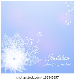 Wedding invitation cards with floral elements and envelope