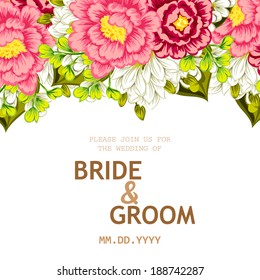 Wedding invitation cards with floral elements.