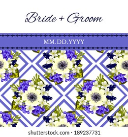 Wedding invitation cards with floral elements.