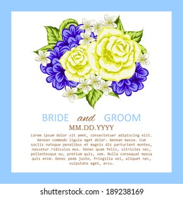 Wedding invitation cards with floral elements.