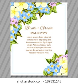 Wedding invitation cards with floral elements.
