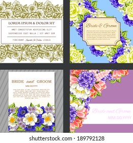 Wedding invitation cards with floral elements.