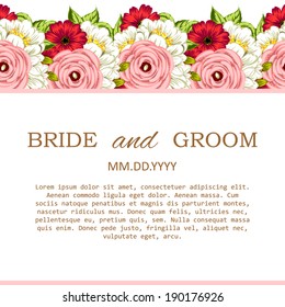 Wedding invitation cards with floral elements