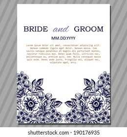 Wedding invitation cards with floral elements